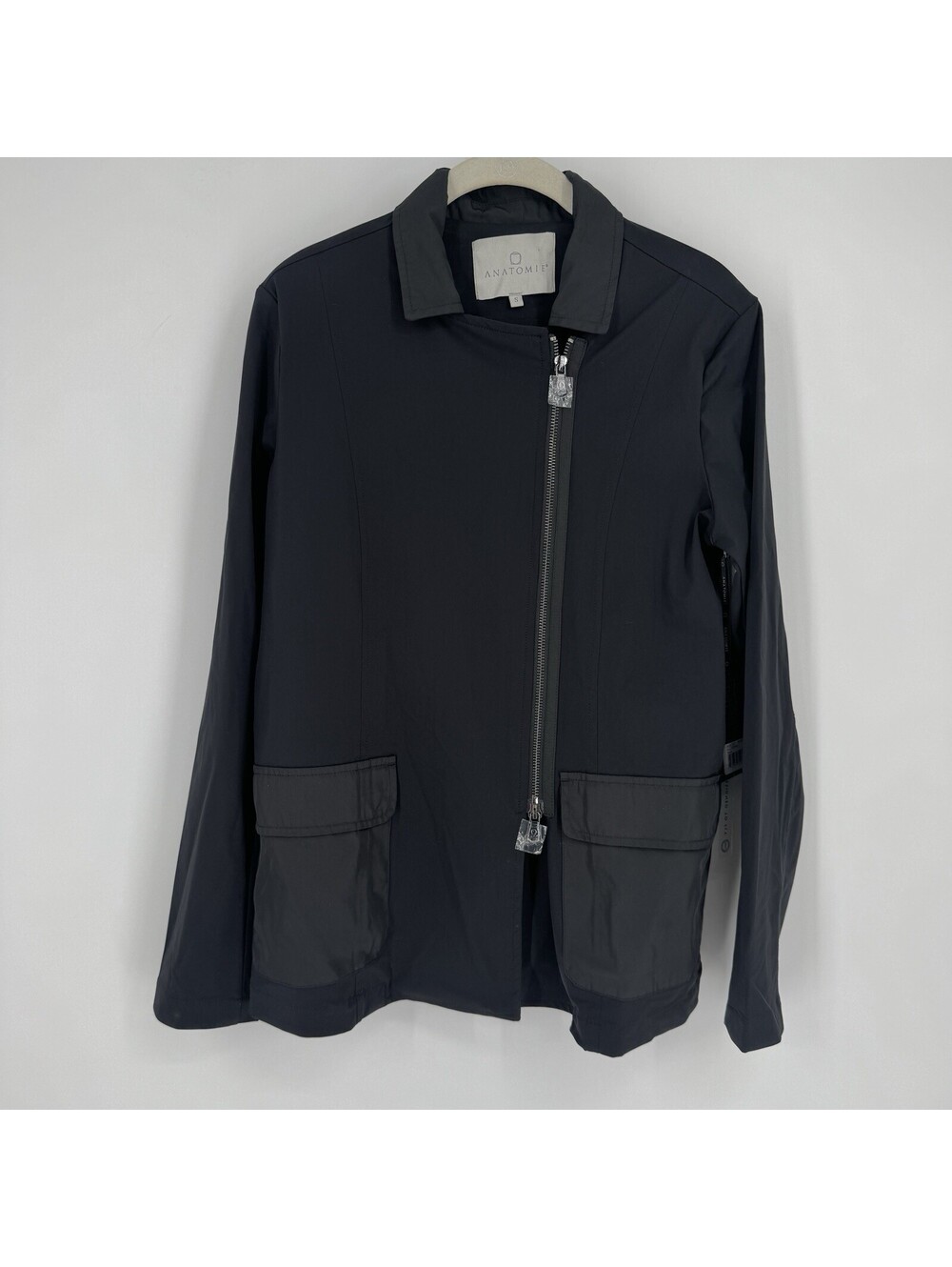 Anatomie jacket womens small S black asymmetrical zip italy designer minimalist